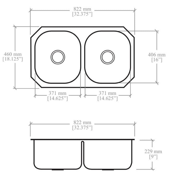 Suburban Under-Mount Double Bowl Kitchen Sink